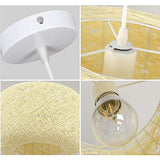 Ficelle en rotin tissée à la main suspension en rotin lin plafonnier oiseau nid abat-jour lustre plafonnier pour restaurant, café, chambre à coucher, 30 cm / 12 pouces
