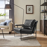 Zouron Fauteuil de Salon Vintage en Similicuir, Fauteuil Relax Confortable avec Pieds en Métal, Fauteuil Chambre Industriel, Gris