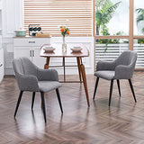 HOMCOM Lot de 2 chaises de Salle à Manger en Tissu et piètement Acier - Assise enveloppante - Gris foncé