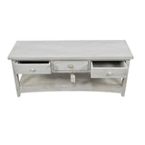 Meuble Console Bois Cerusé Blanc 3 Tiroirs 110x38x45cm - Décorations d'Autrefois