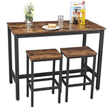 VASAGLE Lot Table et Chaises de Bar, Table Haute avec 2 Tabourets de Style Industriel, pour Cuisine, Salle à Manger, Salon, Marron rustique LBT15X