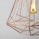 MiniSun Abat Jour pour Suspension. 'OKKO' Aspect Rétro Cage Géométrique/Panier en Fil Effet Cuivre Nu