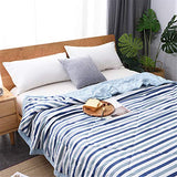 Chickwin Couvre Lit Matelassée, Simple Rayure Imprimé Couvre-lit Réversible Couverture de lit Doux Microfiber Jeté de Lit Dessus de Lit pour Lit 1 ou 2 Personnes (Bleu,200x230cm)