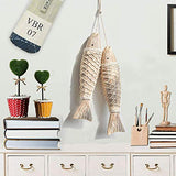 2 Pièces Décoration de Poisson en Bois, Art Mural Suspendu de Poisson en Bois, Ornement de Poisson en Bois Nautique Antique, Art Mural sur Le thème de la Plage pour la décoration Murale de la Maison