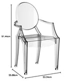 LexMod Fauteuil de Salle à Manger Casper en Plastique, Plastique, Claire, 53x56x91 cm