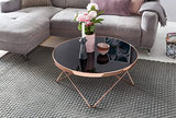 FineBuy Design Table Verre métal ø 82 cm Noir/Cuivre | Table du canapé Moderne | Table Basse en Verre Table | Table de Salon Rond
