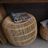 Table Basse Ronde en rotin, Table rétro Art déco, Tabouret Multifonctions, Convient au Salon, à la Chambre à Coucher, au Bureau (Plusieurs Tailles en Option)