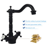 Robinet de Cuisine Mitigeur 360° Pivotant avec Double Levier Design Rétro Traditionnel Laiton Durable Noir Robinet HAOXIN HXB02E