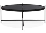 PEGANE Table Basse Simple en métal et Verre trempé Coloris Noir - 83 x 83 x H.35 cm