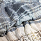 Baroni Home - Plaid en mélange de coton pour canapé, motif écossais bleu poudré, fabriqué en Italie, 130 x 170 cm
