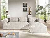Lisa Design - Canapé d'angle Stella - Canapé 4 Places en Velours Côtelé - Style Contemporain - Fabriqué en Europe - Droit, Beige