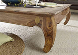 Table Basse 160x80cm - Bois Massif de Palissandre laqué - Inspiration Ethnique-Coloniale - Opium #634