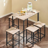 SoBuy OGT11-N Set de 1 Table + 4 Tabourets Ensemble Table de Bar Bistrot + 4 Tabourets avec Repose-Pieds Table Haute Cuisine