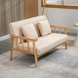 HOMCOM Canapé à 2 Places Fauteuil Salon Moderne et Scandinave Style Naturel en Bois et Tissu - dim. 123L x 69l x 74H cm - Beige