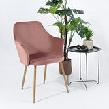 DORAFAIR Chaises pour Salle à Manger Confort en Velours Design Rétro Chaise scandinave, Fauteuil rembourré pour Salle à Manger avec Pattes en Métal en Finition Spray Gold,Rose