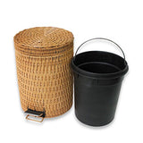 SANDM Wrash Peut Step Trash Peut,Osier de rotin & Amovible Poubelle dans la Maison et la Cuisine Poubelle avec Couvercle Tour de Trash Can-A
