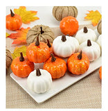 HiCollie Lot de 22 citrouilles artificielles en toile de jute, citrouilles blanches et jaunes, simulation citrouille, automne, Thanksgiving décorations Halloween