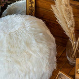 Pouf Fourrure Blanc 80 cm Rempli de Mousse Déchiquetée Ultra Confortable Poire Coussin Double Housse Lavable en Machine…