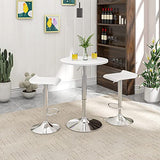 WOLTU BT02ws Table de Bar en MDF avec Pied,Table Ronde Hauteur réglable,Blanc