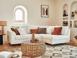 Lisa Design - Rune - canapé d'angle Droit - 4 Places - avec Pouf d'appoint - en Tissu Bouclette - Blanc