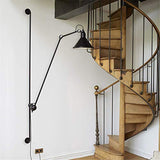 Applique murale industrielle rétro noire à long bras de levage réglable avec bras oscillant, grande lampe murale, finitions peintes en métal avec ligne et interrupteur pour la maison, bar, restaurants