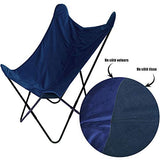Home Deco Factory HD6000 Fauteuil Papillon Velours Réversible Tissu Bleu Structure Métal Noir H101 x 74 x 79 cm