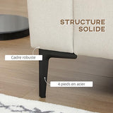 HOMCOM Canapé 3 Places de Style Moderne avec 4 Coussins, Base en Acier Noir, revêtement en Tissu Effet Lin de Couleur crème