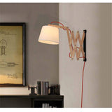Amkoc Applique Murale En Bois De Chêne De Ciseaux Extensible Télescopique Applique Murale Lampe de Lecture De Chevet, Pour Le Salon Chambre Lampe Éclairage Éclairage Intérieur E27 Socket