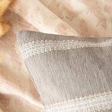 MIULEE Lot de 2 Housse de Coussin en Lin avec Dentelle Coussin Rayure Décoration Taie d'oreiller Rayé Canapé Décoratif Confortable pour Salon Maison Chambre Bureau 30x50cm Gris Clair