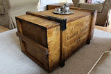 Uncle Joe de Style Vintage Shabby Chic Roosevelt Field Coffre, Bois, Marron Clair, Grande, 98 x 55 x 48 cm,