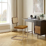 Zouron Chaises De Cuisine en Rotin Lot de 2, Chaises De Salle à Manger Modernes du Milieu du SièCle, Chaises De Cuisine sans Accoudoirs avec Dossier en Rotin Tressé, Pieds en MéTal, Marron