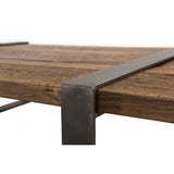 MACABANE LEONCE - Table Basse Multi-Planches Marron Bois Massif cerclée métal Gris Anthracite