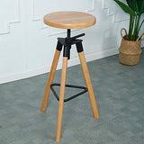 HXSM Tabouret De Bar Pivotants Tabourets De Cuisine en Bois Massif Hauteur Réglable Tabouret De Comptoir Chaise De Salle À Manger Ronde Industrielle Hauteur D’Assise De 65-75CM