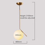 MZStech Moderne Mode Suspension Lampe Fer Verre LED Luminaire Suspension Boule Verre Vec Du Métal Doré (30CM)
