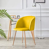 JIASEN - Fauteuil de salle à manger en velours 2 pièces avec pieds en métal tapissés pour chambre à coucher, salle de séjour, chaise de baignoire temporaire de cuisine (jaune)