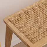 SHAOO Banc de Table a Manger,Banc en Rotin,Banc D'intérieur Moderne,Banc sans Dossier,Banc de Balcon Extérieur,Cadre en Bois Massif,Style Simple,adapté au Salon/Balcon/Salle a Manger/Porche.