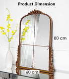 SHYFOY Miroir Mural Antique Orné Baroque Orné, Miroirs décoratifs d'entrée de Salle de Bains Armoire à Poudres, Miroir Ancien élégant Traditionnel, 80 X 60 CM