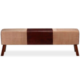 Festnight Banc Cuir Véritable Tabouret de Style Vintage Marron et Beige 160 x 28 x 50 cm