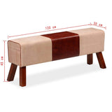 Festnight Banc Cuir Véritable Tabouret de Style Vintage Marron et Beige 120 x 30 x 45 cm