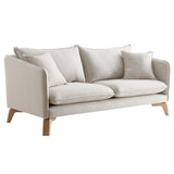 Miliboo Canapé 3 Places éco-Responsable en Tissu Beige Clair et Bois Clair Forest