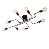 CARYS Plafonnier Lustres Retro Industriel Design Luminaire Plafonnier 8 Lampe de suspension Métal Noir E27 Pour Enfant Chambre Cuisine Salon Couloir Loft