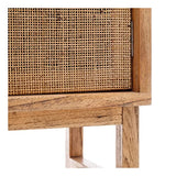Tousmesmeubles Armoire 2 Portes cannage Bois Massif - MIELA : Bois - L 90 x l 38 x H 165 cm - Neuf