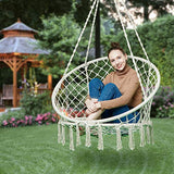 Greenstell Fauteuil Hamac Balançoire en Macramé avec Kit de Suspension, Fauteil Suspendu en Corde de Coton, Fauteuil Suspendu Confortable et Robuste,Capacité Maximum 130 Kilos (Bleu)