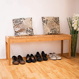 Relaxdays Banc en bambou HxlxP : 47 x 120 x 33 cm banquette jardin Terrasse balcon 3-4 places entrée couloir, Marron