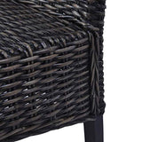 Tidyard Lot de 6 Chaises de Salle à Manger en Rotin Kubu et Bois de Manguier Fabrication à la Main Style Moderne Noir 46 x 61 x 93 cm
