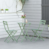 Outsunny Salon de Jardin 2 Personnes - Ensemble Table bistrot Chaise Jardin Pliable - Ensemble bistrot de Jardin - Table Ronde Ø 60 cm avec 2 chaises Pliantes - métal thermolaqué Vert