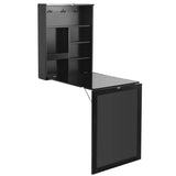 COSTWAY Table Murale Rabattable Pliable avec Etagère Intégrée et Tableau Noir en MDF 75 x 15,8 x 60,1CM Gain de Place Idéal pour Salon, Salle à Manger, Bureau (Noir)