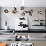 Lustre industriel Spoutnik, E27 rétro suspension décorative en métal pour restaurant salon bar café plafonnier, avec branches réglables noir 8 lumière