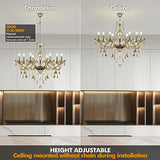 Ridgeyard Lustre Baroque Lustres de Plafond Moderne Lustre Cristal K9 Plafonnier Luminaire pour Salon Chambre Couloir Entrée, 8 Lumières, Cognac