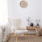 HOME DECO FACTORY Helsinki Imitation Fourrure Mobilier Assise Canape Fauteuil Confort Accoudoir Siege Salon Salle A Manger, Textile-Polyester, Blanc, 65 x 74 x 100
